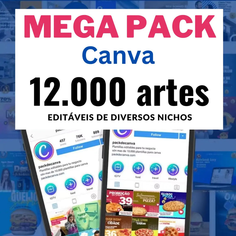 Mega Pack 12 mil artes editáveis Canva